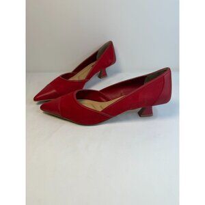 Franco Sarto Darcy Pumps Womens Size 8.5 Red Suede Pointed Toe Kitten Heel Shoes